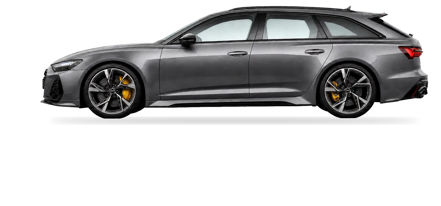 Dark grey Audi RS6 Avant side profile
